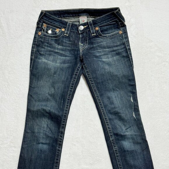 True Religion Jeans Skinny Straight Dark Wash Blue Denim Women's 25 - Picture 3 of 16